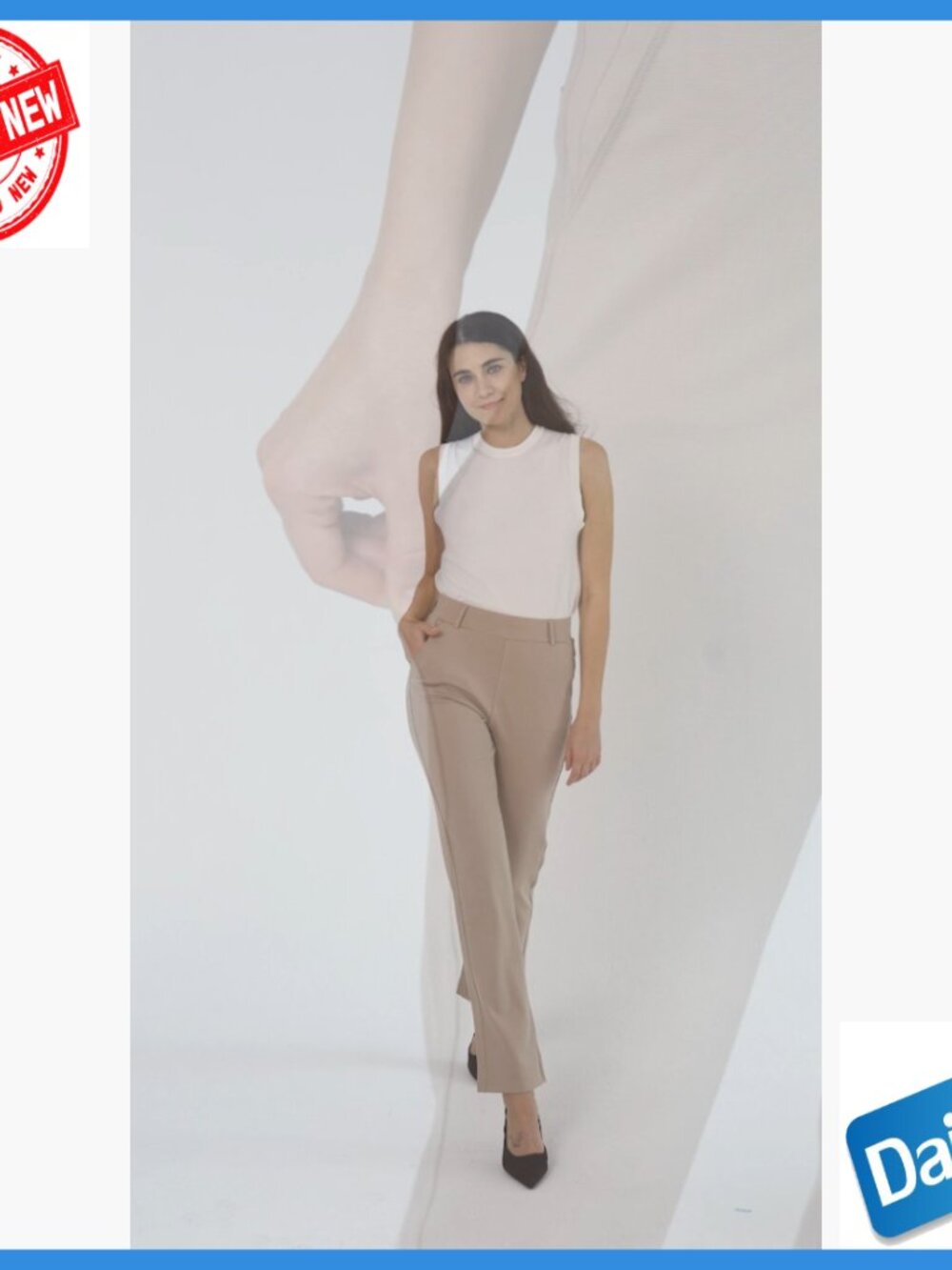 Stretchy Straight Leg Dress Pants with Pockets Business Casual Work Slacks - Picture 7 of 7